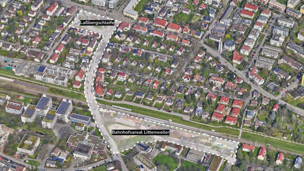 Das Gebiet zwischen Laßbergschleife und Bahnhof Littenweiler weist ein hohes städtebauliches Potenzial für eine integrierte Quartiersentwicklung auf. Bild: StadtFreiburg